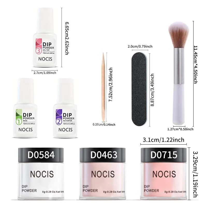 Kit de uñas en polvo de inmersión de 3 colores, juego de inicio sin formaldehído con líquido y capa base, tonos rosa, marrón y beige para principiantes, inmersión