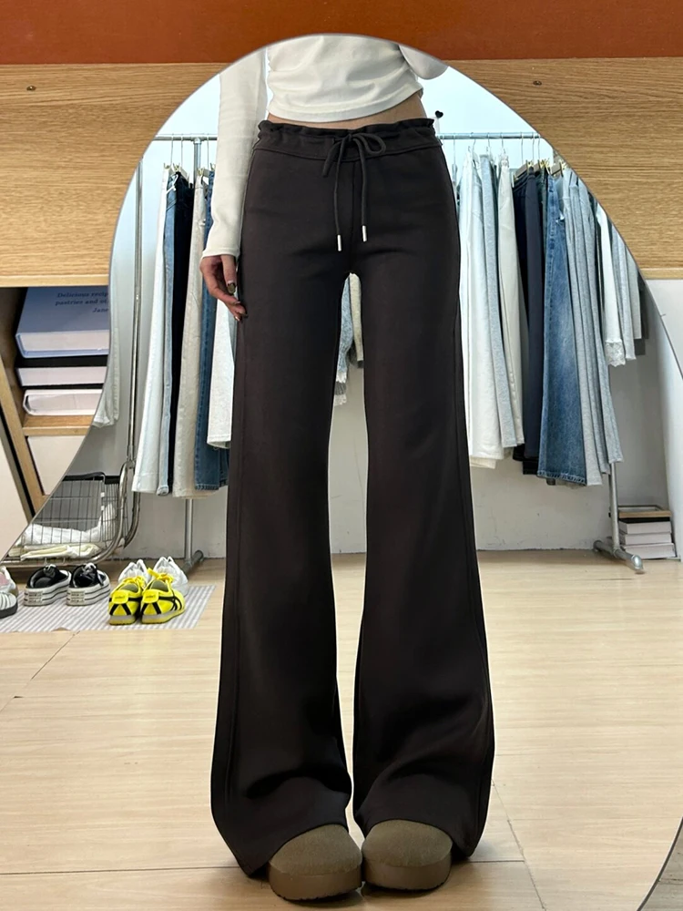 بنطلون كاجوال أبيض بقصة واسعة قليلاً للنساء، موديل ربيع وخريف جديد، مرن، أنيق، نحيف، بنطلون رياضي، بنطلون واسع