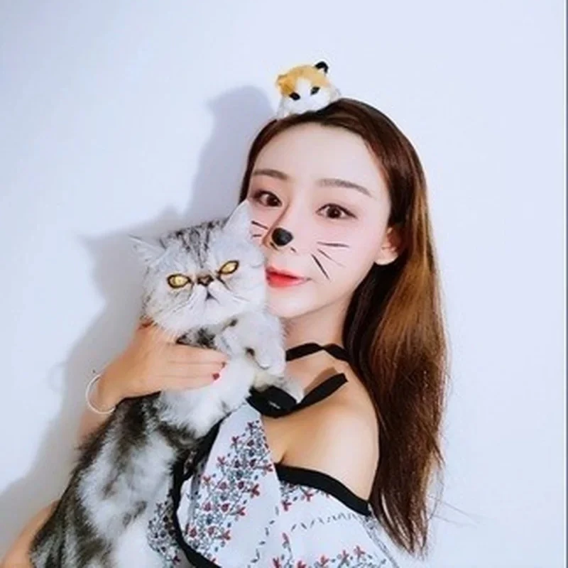 Women Autumn and Winter Fashion Cute Cat Headbands Girls Sweet Party Animal Headgear Fashion Accessories Creative Gift for Women