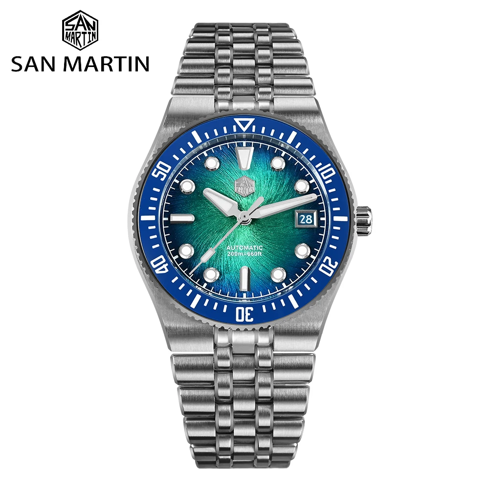 

San Martin SN0148 40mm Integrated Bracelet Diver Watch Enamel Dial Premium Miyota 9015 Automatic Mechanical Men Wristwatch 200m