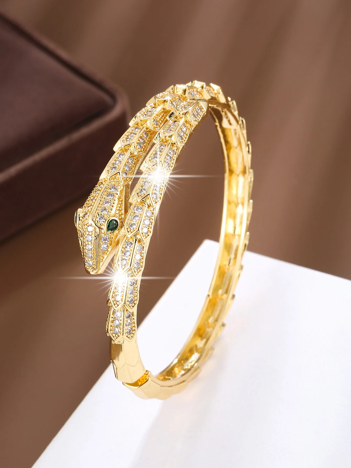 العصرية الحيوان الأفعى على شكل تصميم الاصطناعية زركونيا المرأة سوار للولائم والهدايا مجوهرات الإكسسوار #1