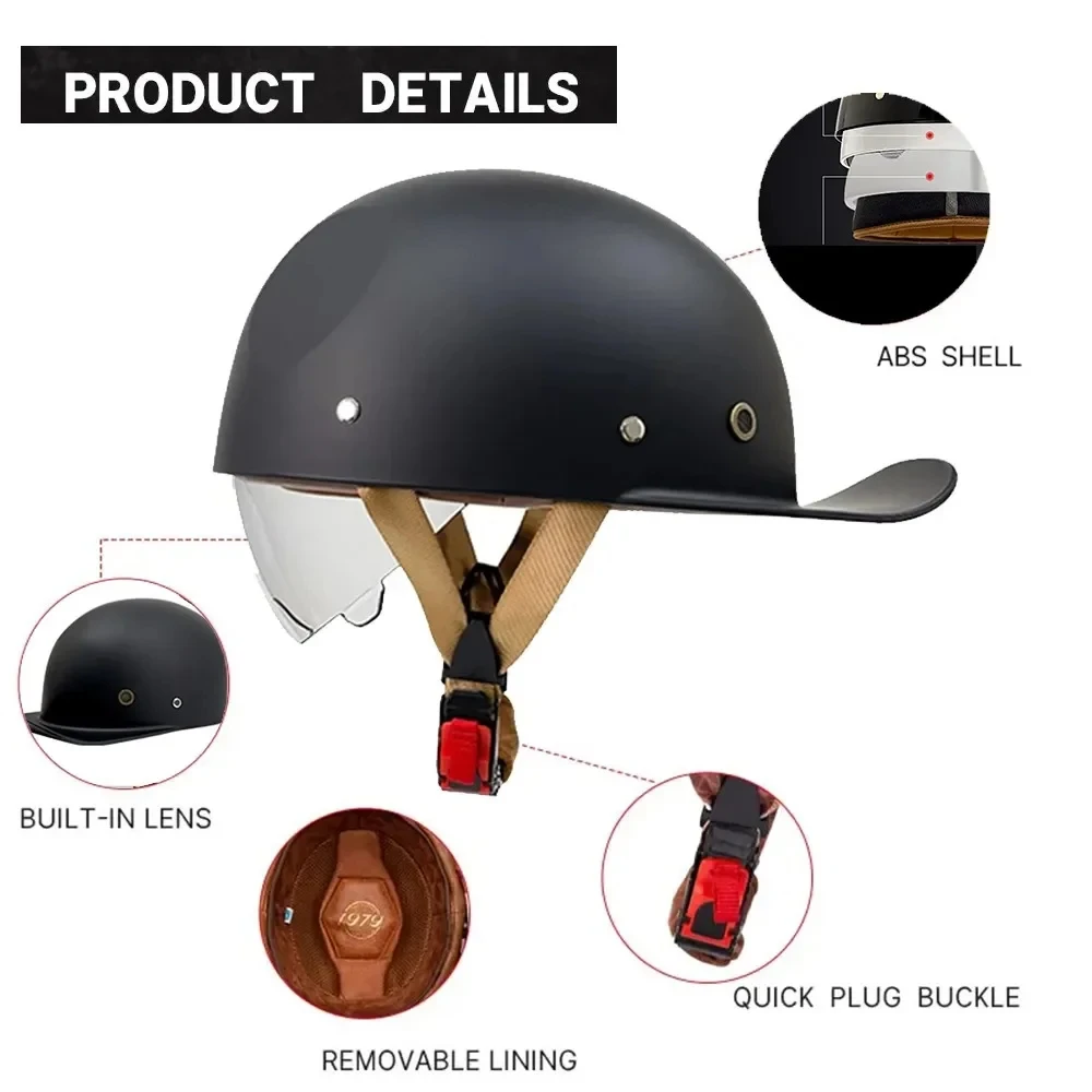 Cycling Helmet Motorcycle ECE DOT Certification Moto Helmet Half Face Men Women Baseball Cap ABS Material Capacete De Moto