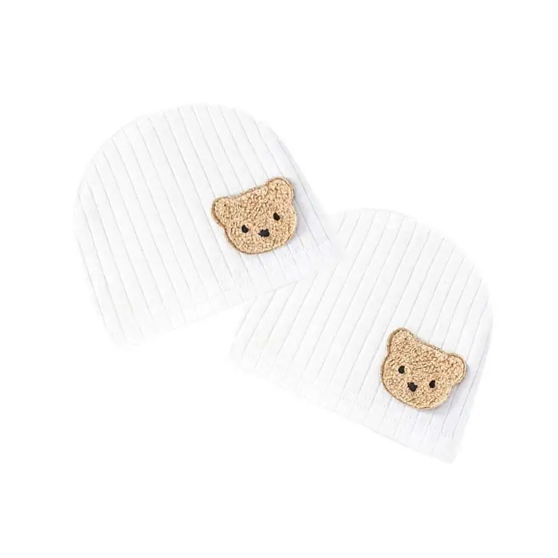 2Pcs Newborn Baby Hat  Soft Boy Girl Cartoon Bear Hat Spring and Autumn Models 0-3M 00% Cotton Fetal Hat Infant Accessories