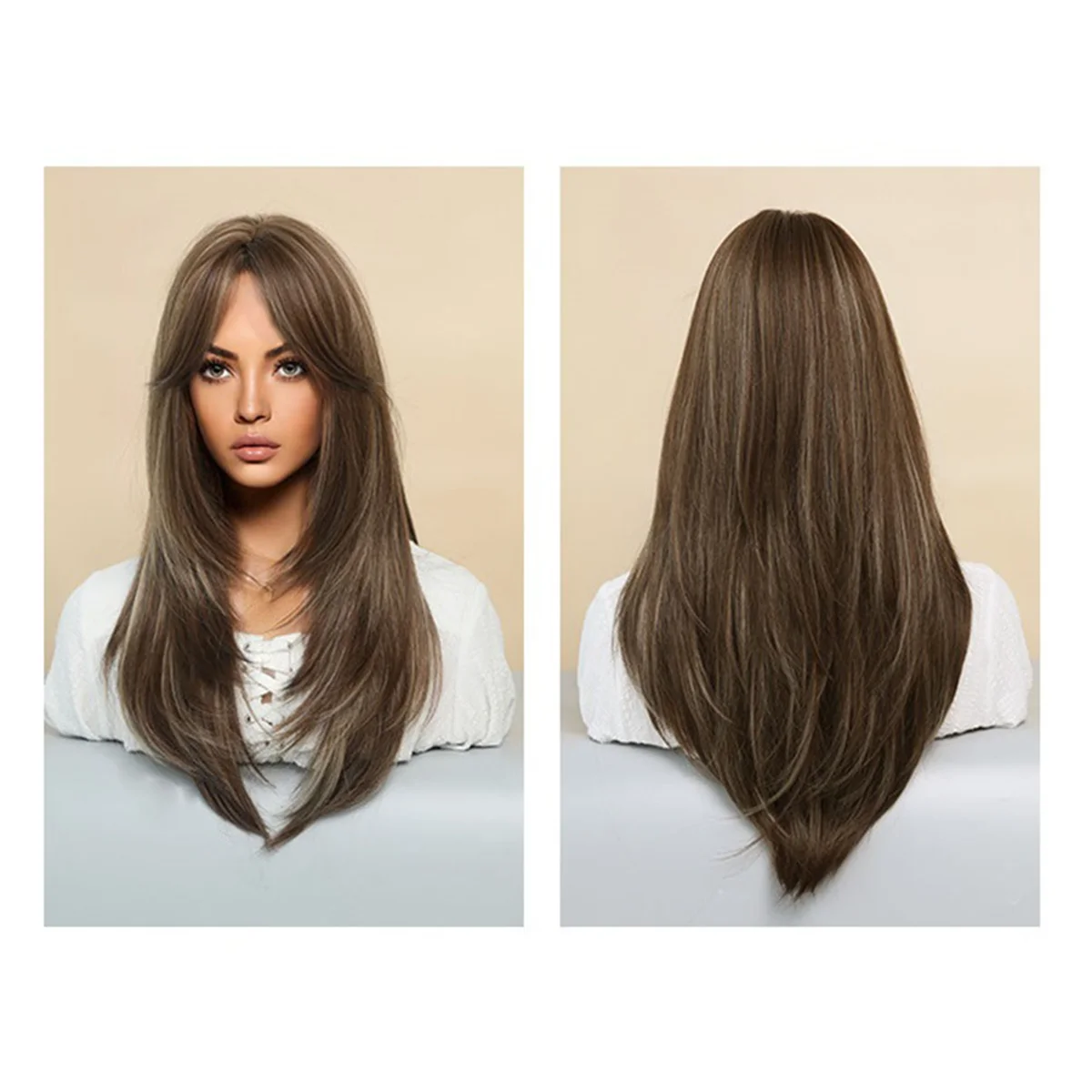 At53 64cm peruca de simulação europeia e americana feminino centro de cabelo longo dividido conjunto completo de cabelo longo conjunto feminino peruca, g