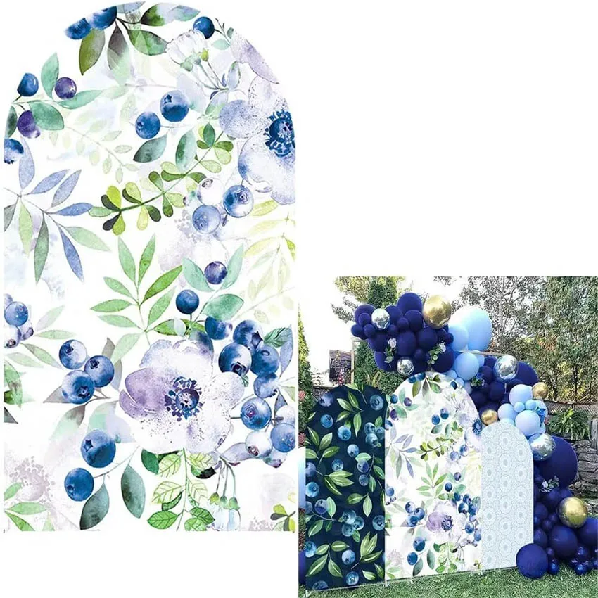 

Mehofond Custom 2-Sided Blueberry Blue Flower Kids Birthday Party Baby Shower Covers Chiara Arch Wall Background Decor Backdrop