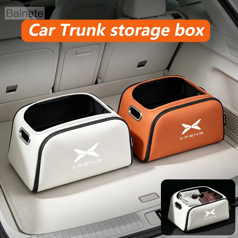 Car Trunk Storage Box, For XPENG G6 P7 G9 MONA M03 G3 P5 2025, Leather Toolbox Large-Capacity Stowing Tidying Bag Accessories