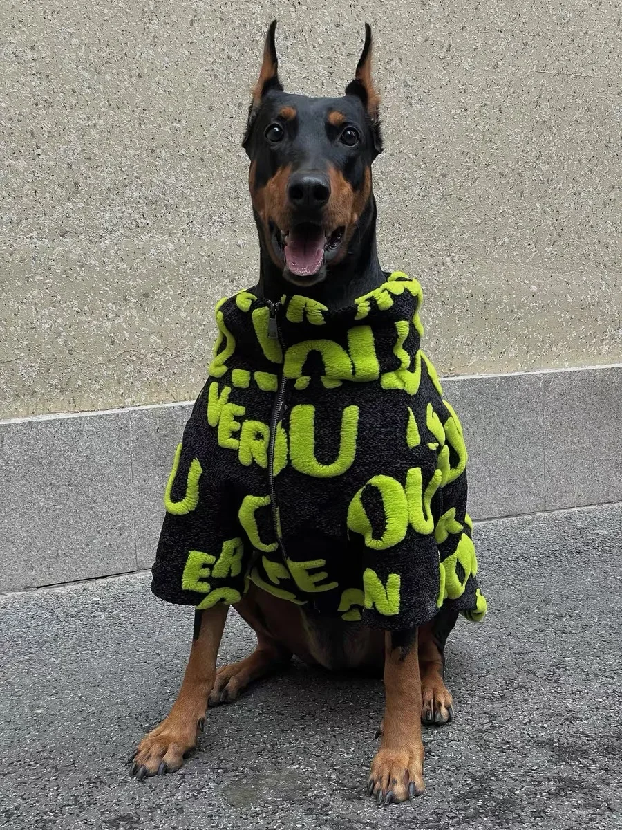 Ropa de moda para perros medianos y grandes, chaqueta de lana cálida para invierno con cremallera, abrigos para Doberman, ropa para perro