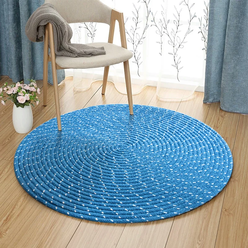 Chenille Hand Woven Carpet Japan Style Tatami Mats Round Rope Rug Beige For Home Decor Anti Slip Living Room Bedroom Chair Mat