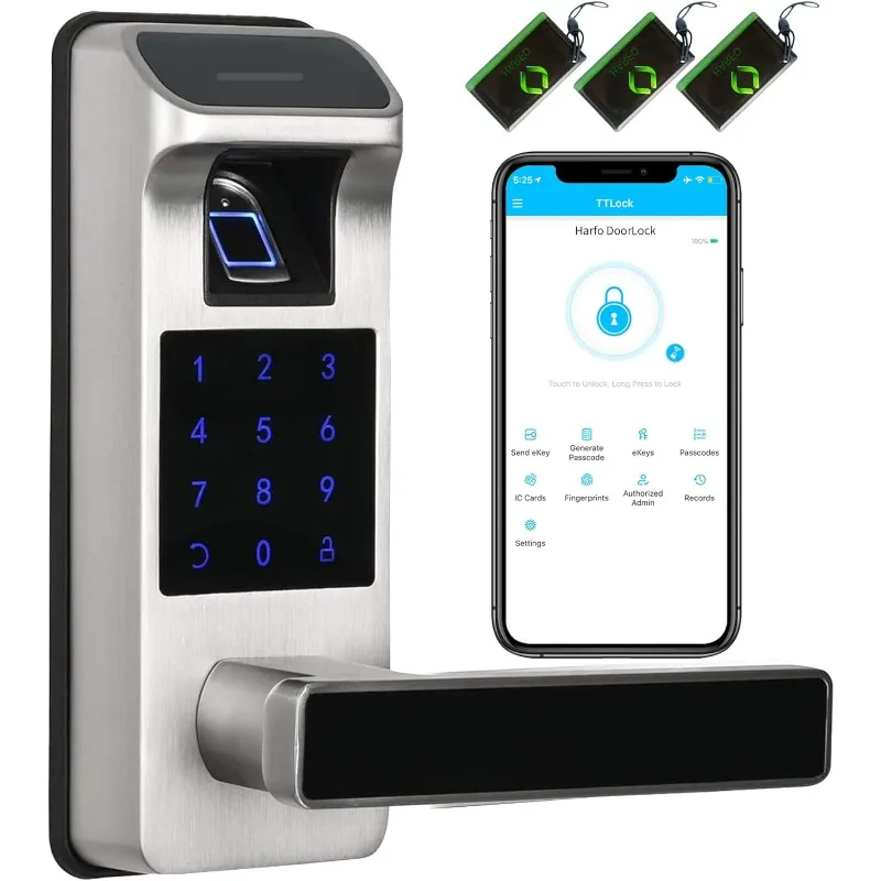 Smart Door Lock, Heavy Duty Keyless Entry  , Fingerprint D    Locks with Keypads, Full App Control Digital US(Origin)