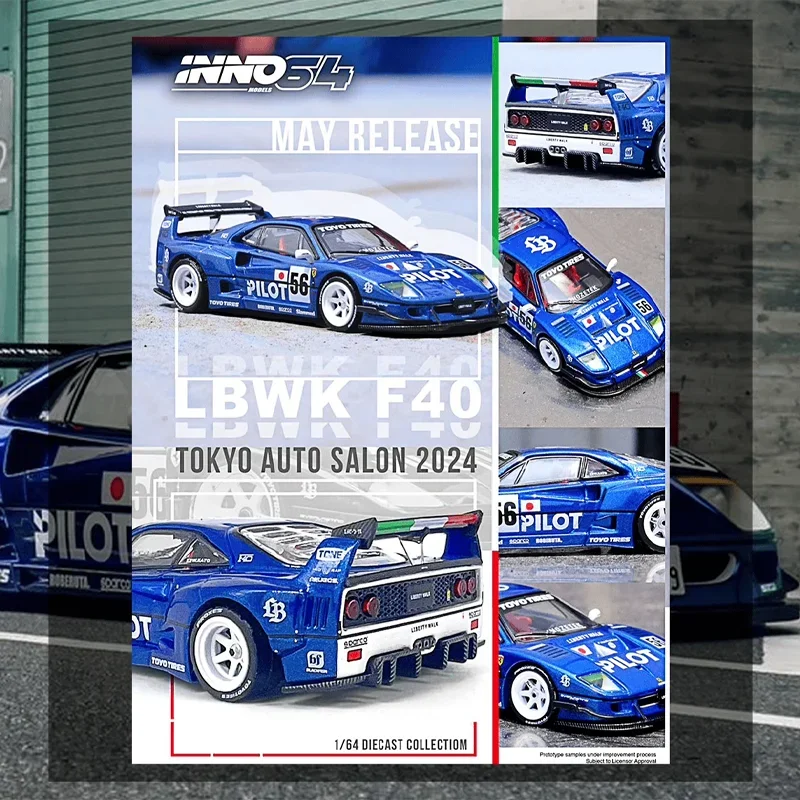 INNO 1/64 LBWK F40 TOKOYO 자동차 살롱 2024 합금 장난감, 자동차 다이캐스트 금속 모델 선물