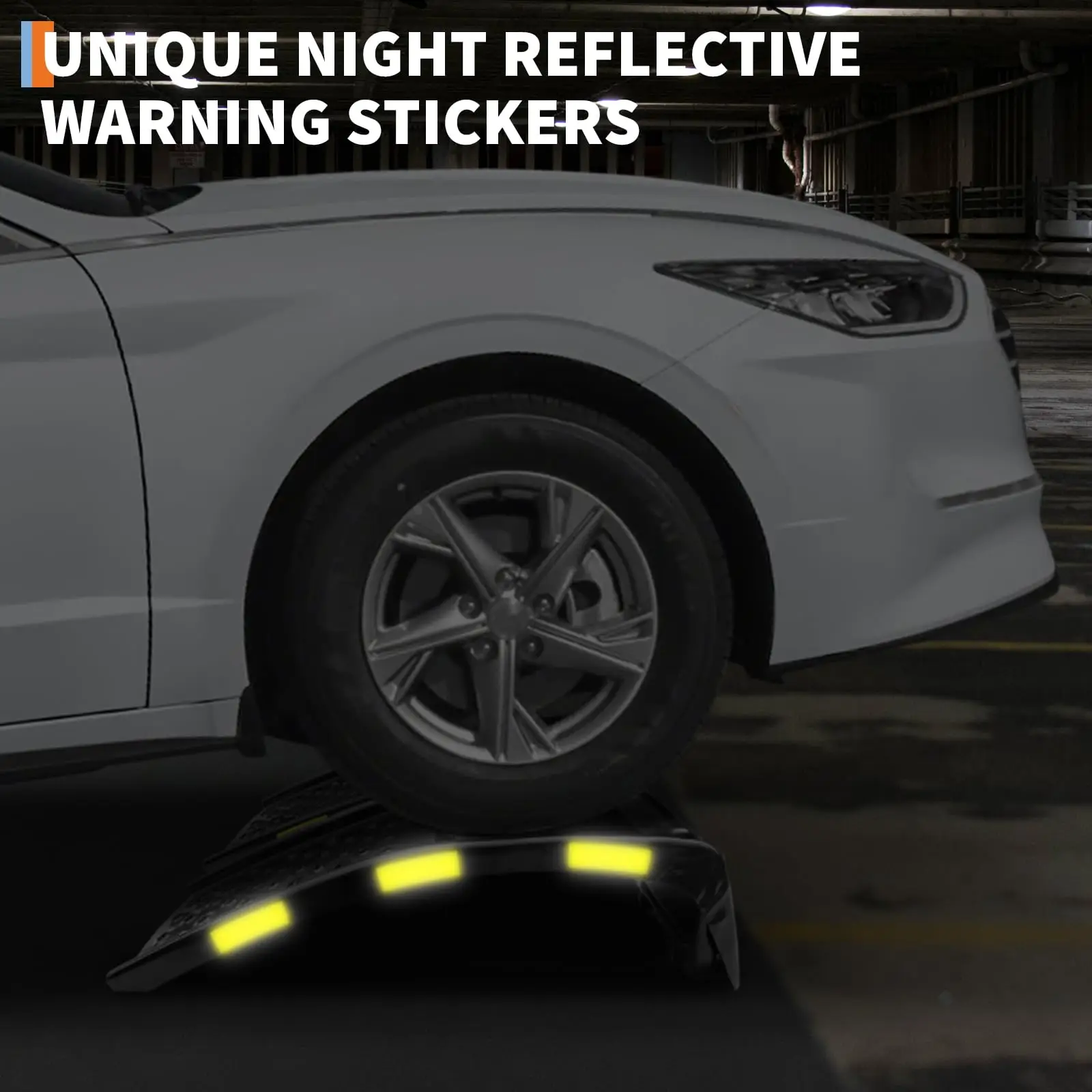 2 szt. Wytrzymałych ramp samochodowych o udźwigu 3600 kg z odblaskowymi naklejkami ostrzegawczymi na noc, rampy serwisowe do samochodów ciężarowych i garaży