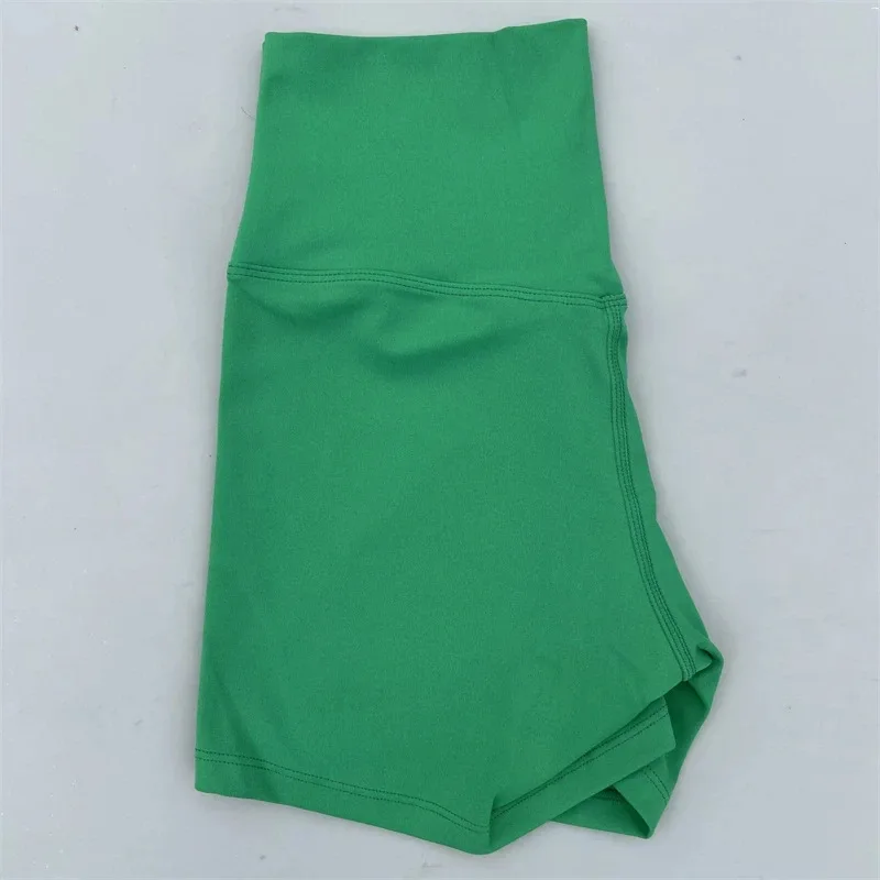 8-Zoll-Dopaminfarbene Damen-Yogahose mit hoher Taille und dehnbarer, nackter, atmungsaktiver Gym-Workout-Shorts