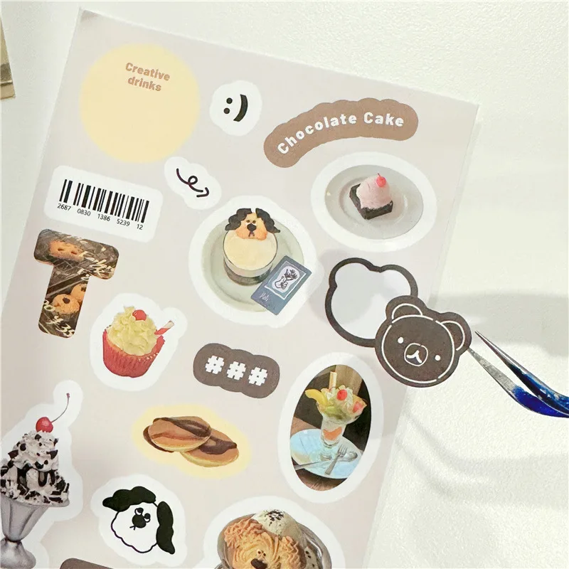 Korean Sticker Bag Tea Dessert Autumn and Winter Brochure Material Decoration  Color Photo Props