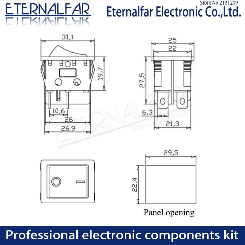 KCD4 Electric Welding Machine Switch Ship Type Switch With Red Light 30A 250V AC Electric Oven Electric Heater Switch 4PIN T8555