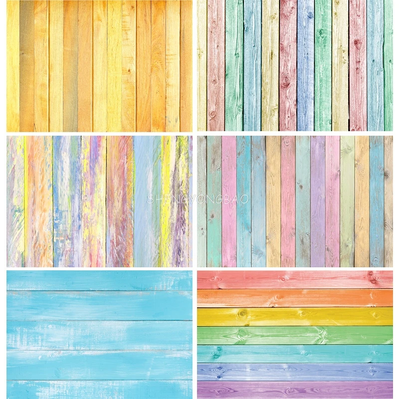 Vinyl Colorful Wooden Texture Background Wood Planks Grain Photography Backdrops Photo Studio Props YXX-11