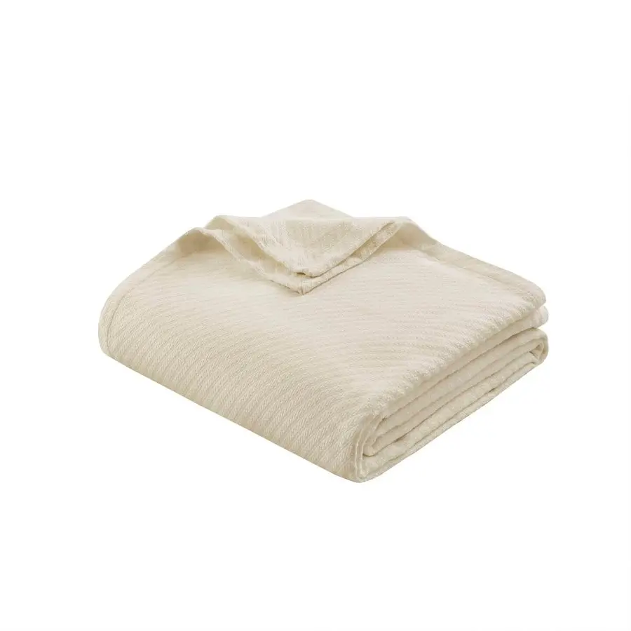

Liquid Cotton Luxury Blanket Premium Soft Cozy 100 Ring Spun Cotton For Bed , Couch or Sofa, King, Ivory