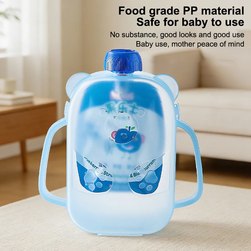 Suporte Conveniente para Sachês de Comida, Suporte Anti-Desperdício para Lanches, Espremedor de Comida para Crianças, Bolsa PP para Sachês, Acabaram-se Derramamentos e Espremeduras