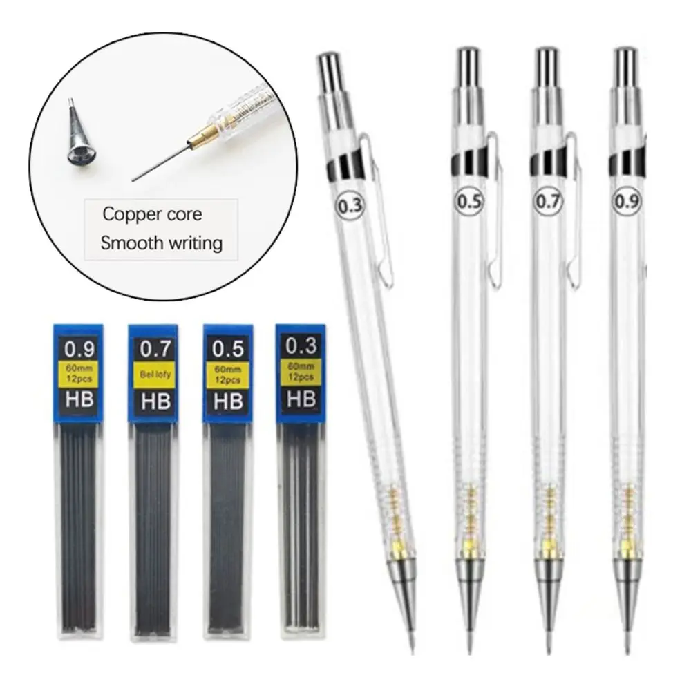 

0.3/0.5/0.7/0.9mm Automatic Pencil Press Type Art Drawing Painting Sketching Mechanical Pencil with Lead Refill Set