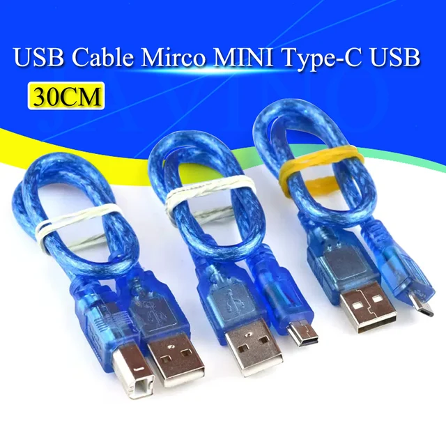 1/5/10szt 30cm Kabel USB UNOR3 R3 / Mega 2560 R3/ ADK USB-A do USB-B do Arduino MINI TYPE-C MICRO Kabel do drukarki
