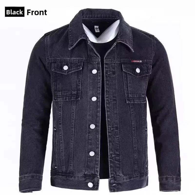 Retro American Worn-look Denim Jacket Men's Spring Autumn Loose Casual Long Sleeve Jacket Youth Fashion Windproof