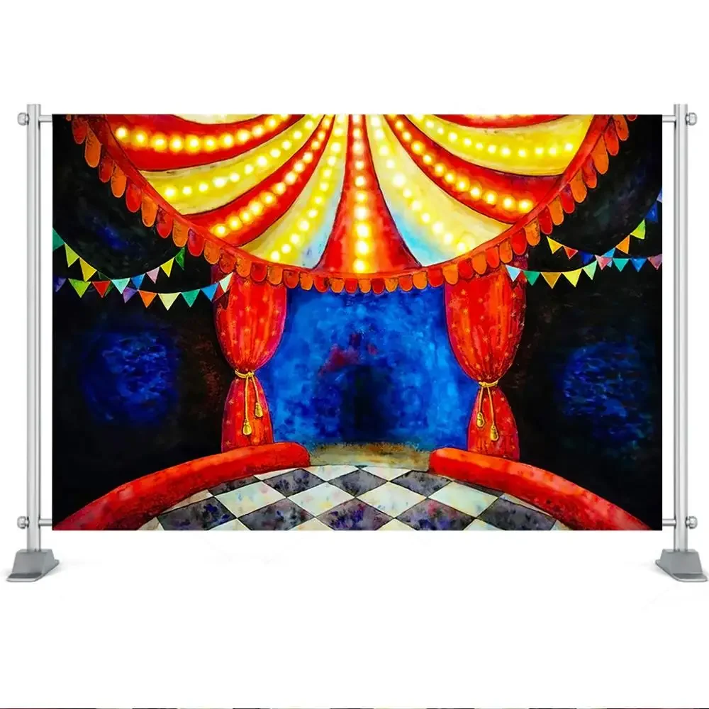 السيرك تحت عنوان صورة التصوير خلفية خمر كرنفال السيرك المرحلة خلفية الاطفال حفلة عيد ميلاد ديكور راية