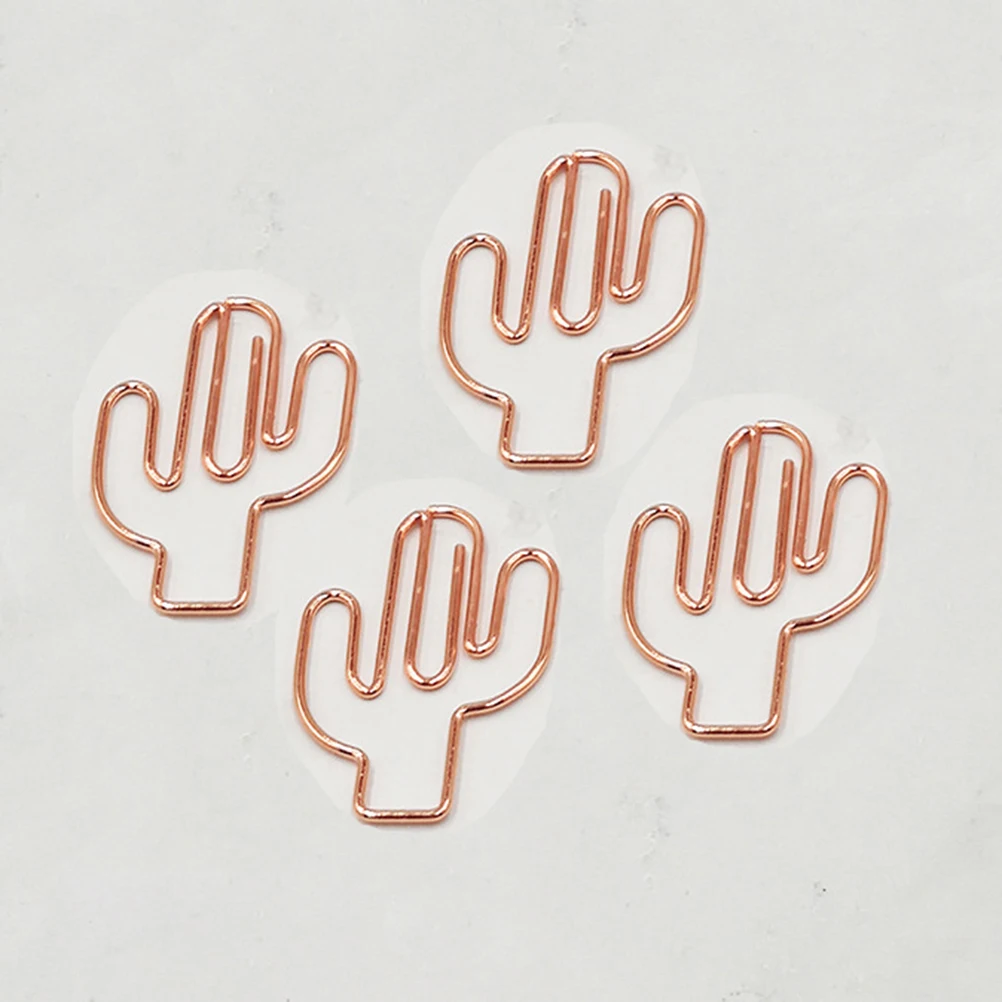 

24pcs Cactus Paper Clips Metal Cartoon Office School Use Smooth Surface Document Organizer Money Clip Holder