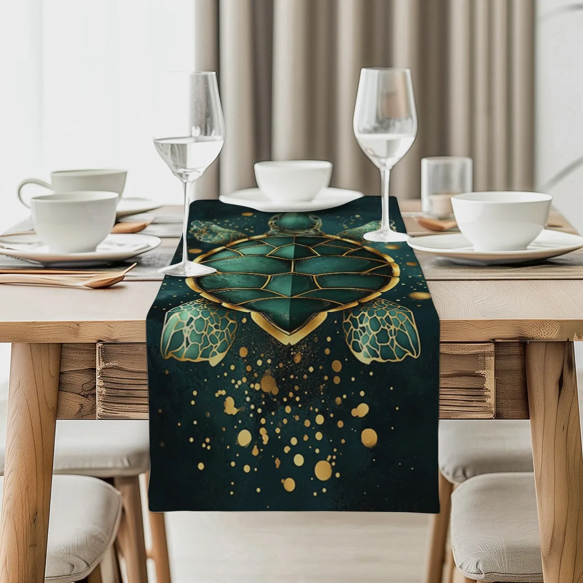 

Украшение стола, панцирь морской черепахи, золотой узор, роскошный декор, длинная ткань для дома, кухни, улицы, сада, ресторанов, банкера