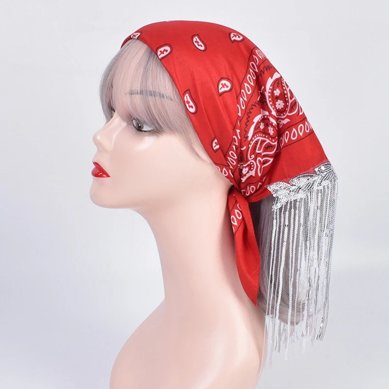 Cowgirl Bandanas Sequin Fringe Scarf Neckerchief Bandanas Bachelorette Bandanas Drop Shipping