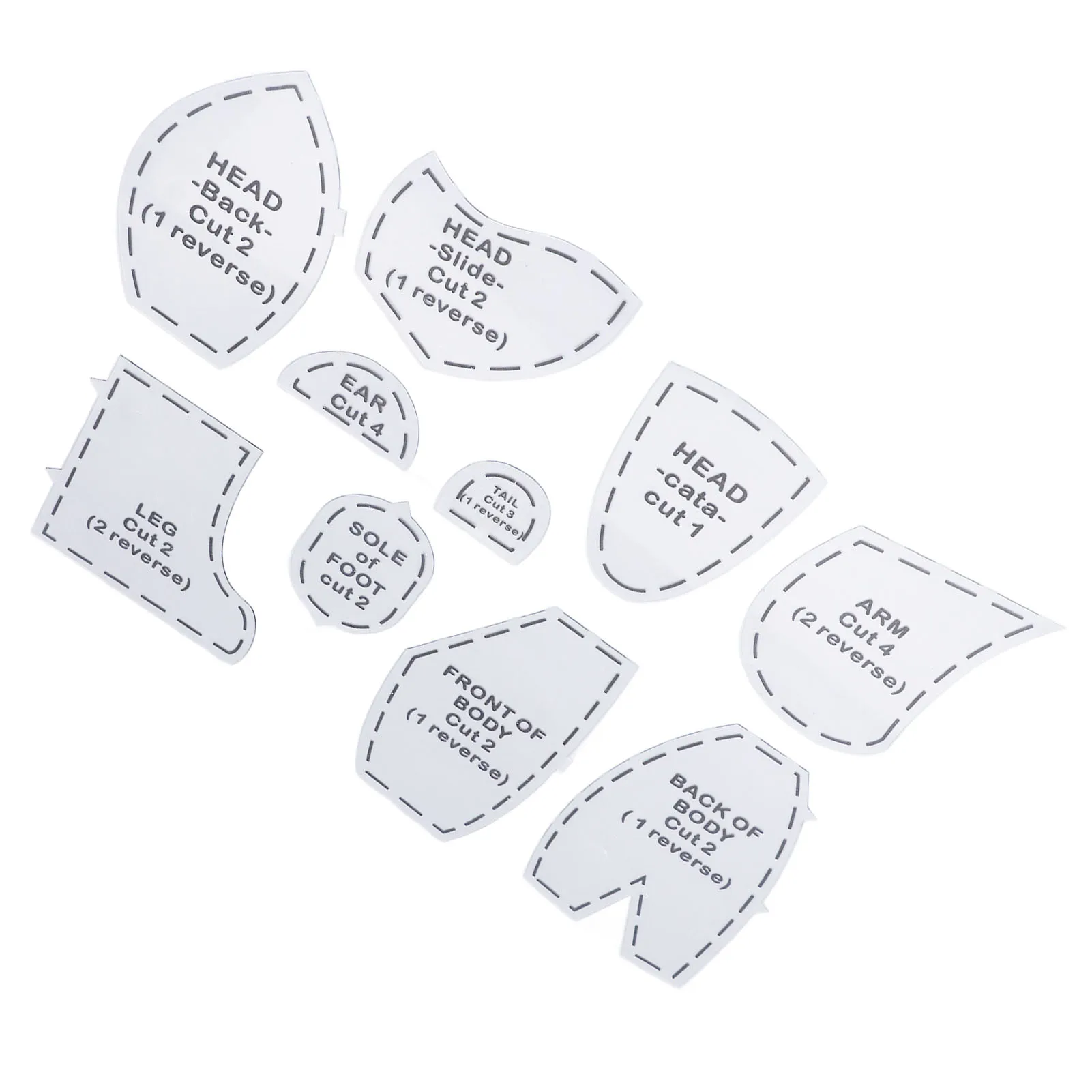 Stuffed Bear Sewing Pattern Bear Template Ruler Set  Acrylic Quilting Tools Reusable Bear Sewing Template Set