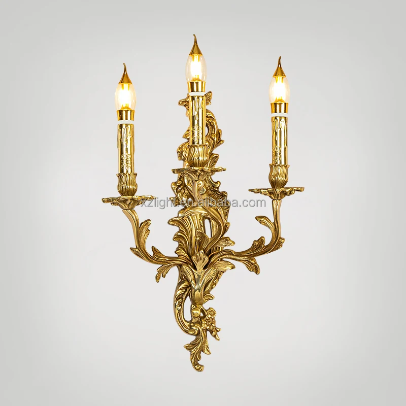 French Brass Luxury Lights Bedroom Wall Mount Lamp Hotel Mid century Wall Sconces Candle Victorian Wall Lights for Home