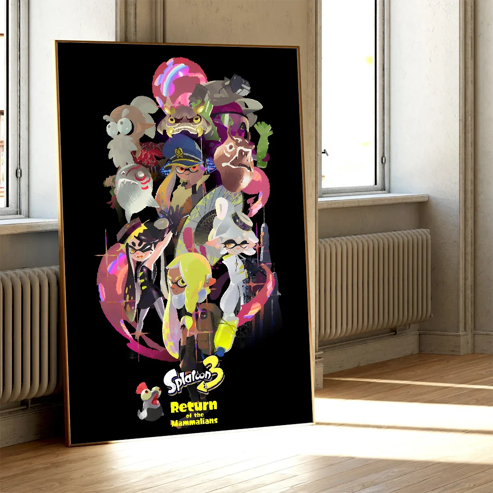 Game S-Splatoon 3 Poster Movie Sticky Posters Retro Kraft Paper Sticker DIY Room Bar Cafe Aesthetic Art Wall Painting