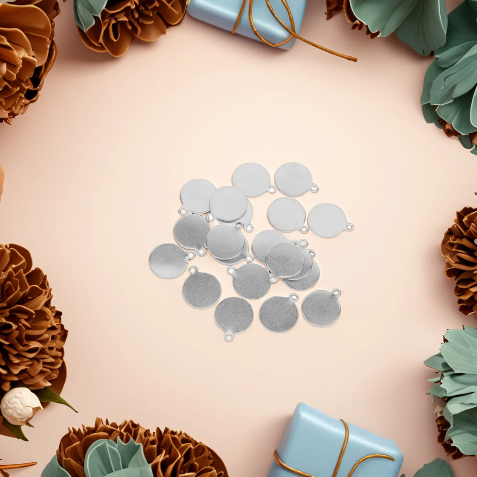 

20Pcs Stainless Steel Round Pendant Blank Tray Sleek Smooth Surface Perfect for DIY Jewelry Making Cabochon Settings Necklace