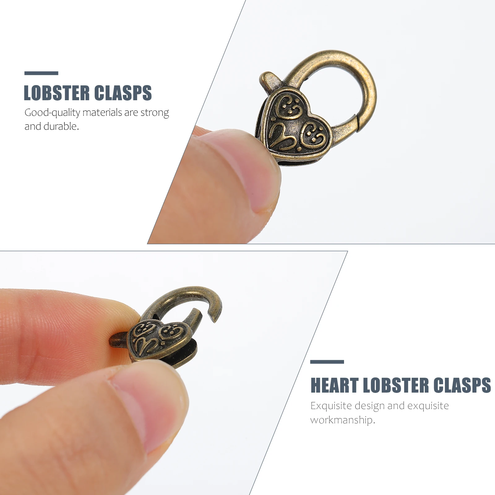 

50 PCS Keychain Love Lobster Buckle Handbag Replacement Buckles Rings for Crafts Zinc Alloy DIY Pendant Clasps