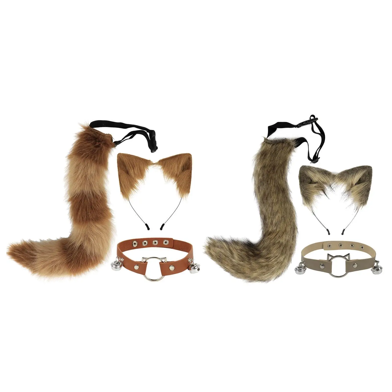 Ears Collar and Tail Set Soft Cosplay for Party Stage Performance Birthday Gift