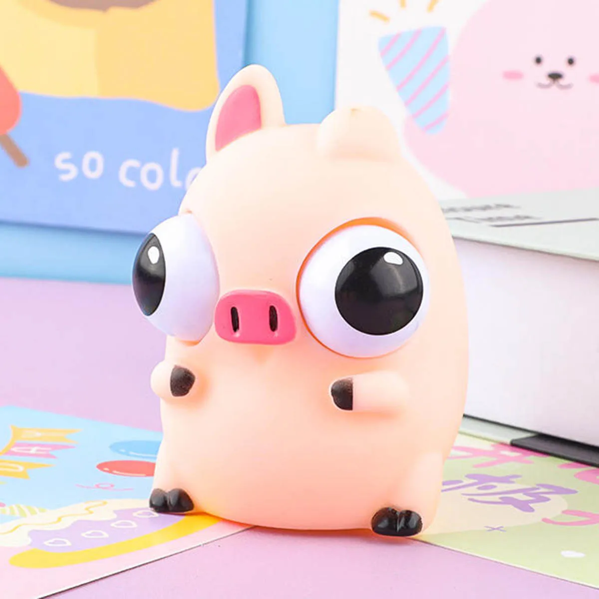 Lustiges Augapfel-Burst-Squeeze-Spielzeug, matschiges süßes Schweinchen, Zappelspielzeug für Kinder, Stressabbau, Antistress-Cartoon-Tier, sensorische Ball-Geschenke