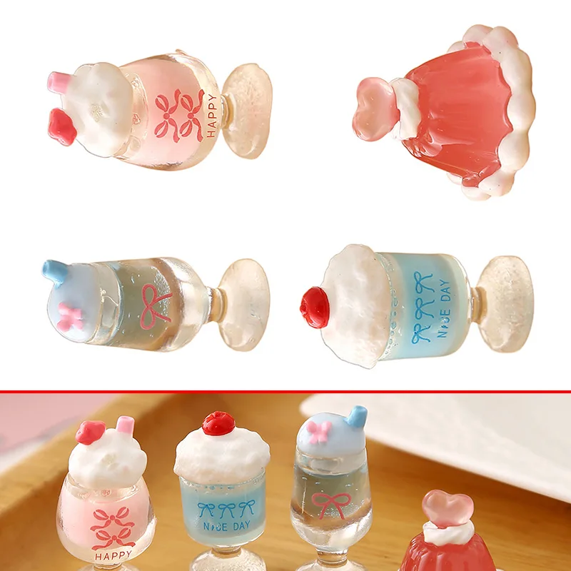 3 قطعة دمية محاكاة كوب الكرز كريم كوب الآيس كريم نموذج صغير حلية لعبة للدمى DIY بها بنفسك الديكور الاطفال هدية