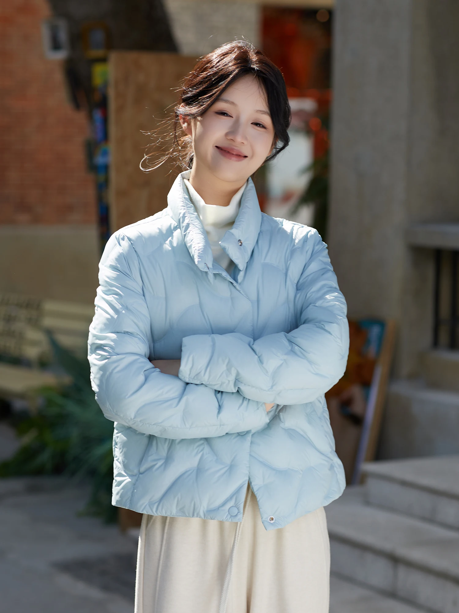 

Теплый синий пуховик с воротником-стойкой N94, новая зимняя коллекция, на 90% белом гусином пуху, для повседневной носки, модный