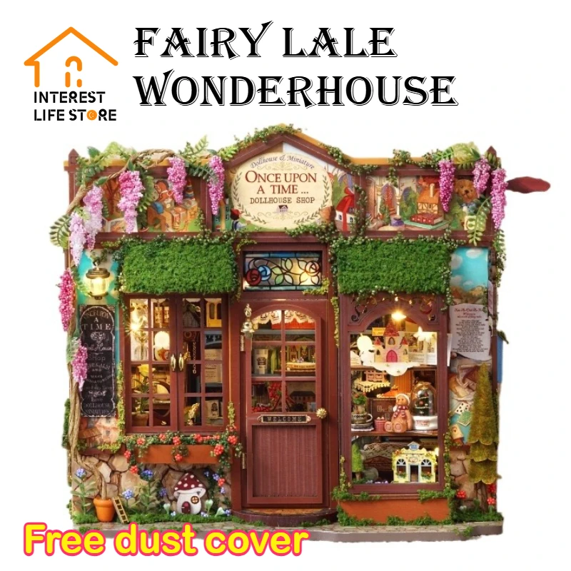 

New Hot Wooden Fairy-Tale Wonderhous Casa DIY Figurines Miniatures Bookend Assembled Houses Birthday Gifts Christmas Decorations