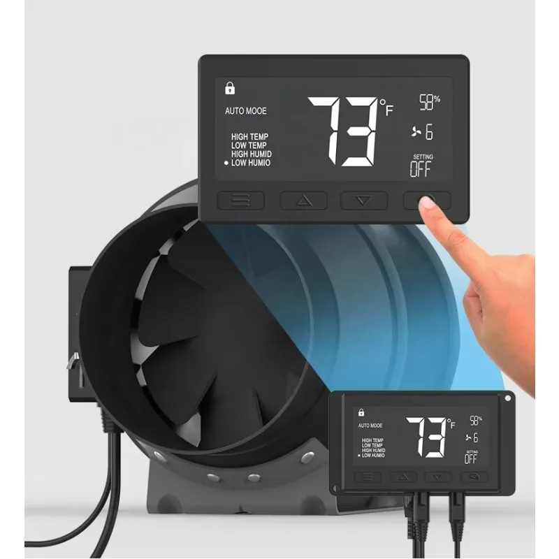 6 Inch Carbon Filter Ducting Ventilation Inline Duct Fan with Temperature & Humidity Controller for Grow Tent Kit