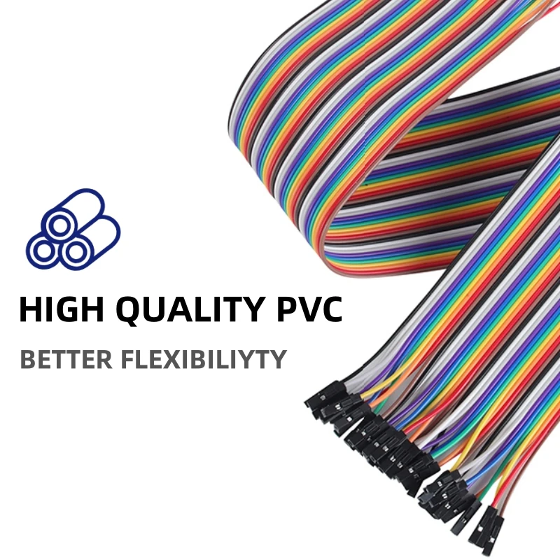 2.54mm 40Pin Jumper Wire Cable High Quality M-M + M-F + F-F Dupont Line Multicolored Ribbon for Arduino DIY Project