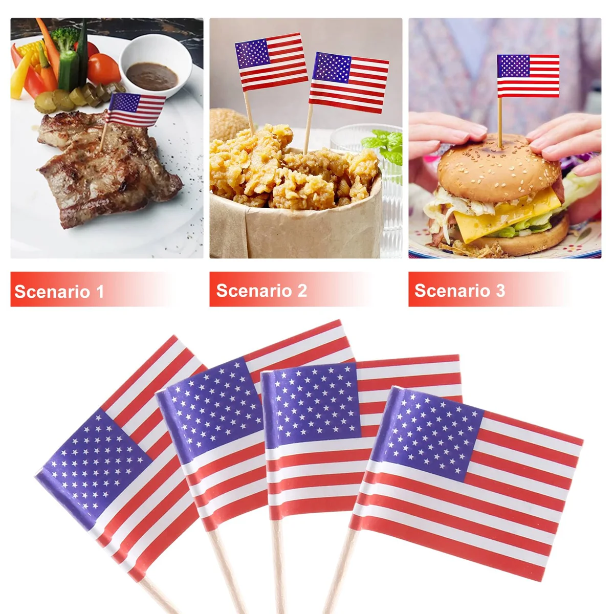 100 Amerikaanse Vlag Tandenstokers Party Cupcake Decoratie Sandwich Mini Food Picks