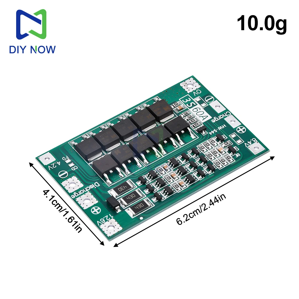 Li-ion Lithium Battery Charger Protection Board 3S 4S 40A 60A 18650 BMS for Drilling Motor 11.1V 12.6V/14.8V 16.8V with Balance