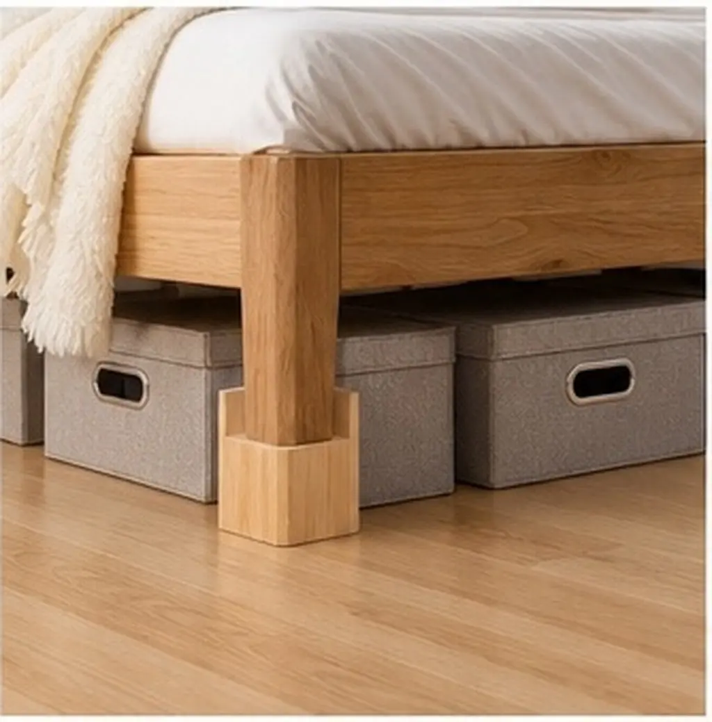 4Pcs Square Furniture Riser Blocks Heavy Duty Wood Leg Extenders Sofa Desk Table Chair Height Enhancers Anti Wobble