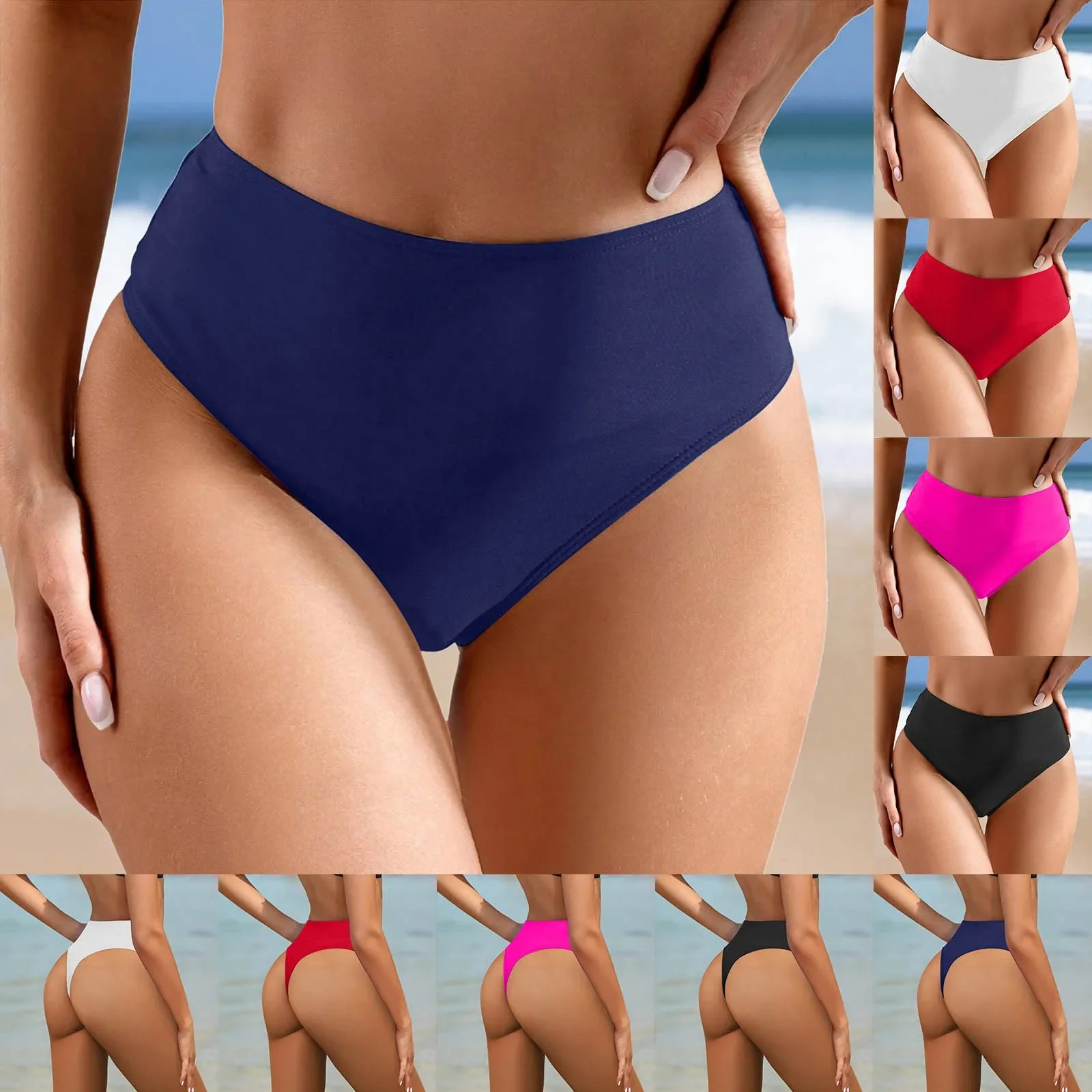 Parte inferior de Bikini para mujer, traje de baño de cintura alta, calzoncillos sexis para nadar, pantalones cortos de playa de verano para traje de baño, parte inferior de natación