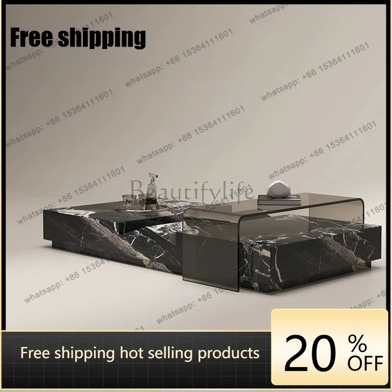 Natural marble coffee table living room household luxury stone coffee table can be simple modern creative Italian designer