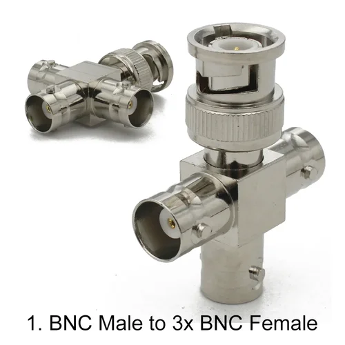 Imagen 2 del producto 1 Uds Q9 BNC a BNC conector macho hembra 4 vías adaptador divisor de cuatro tipos adaptador Coaxial RF para CCTV latón entrega rápida