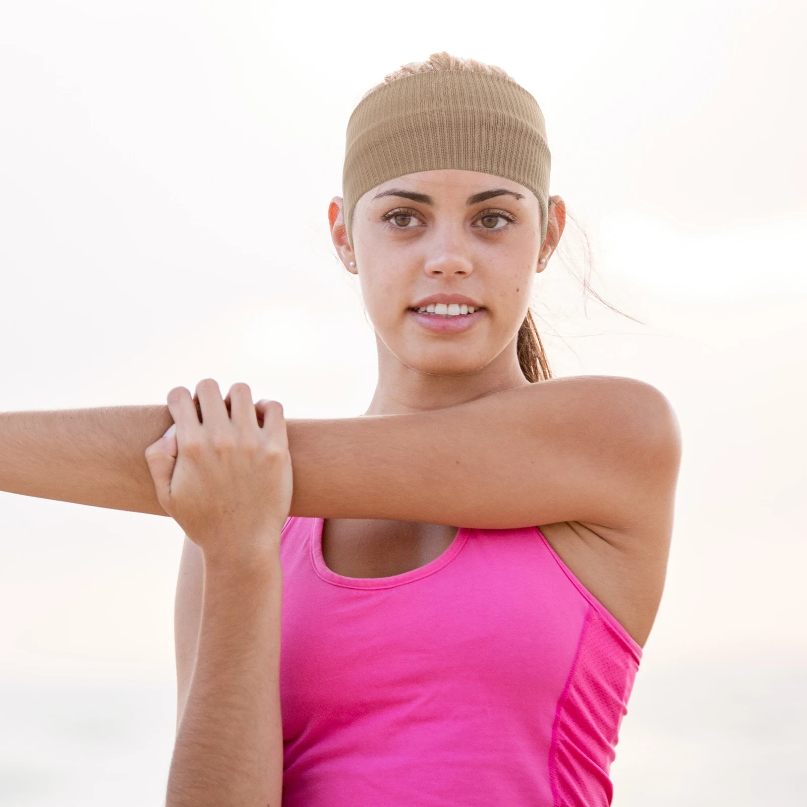 

2Pcs Women's Headb s Elastic Sweatb s for Running Accessories Black Khaki Workout Yoga Set