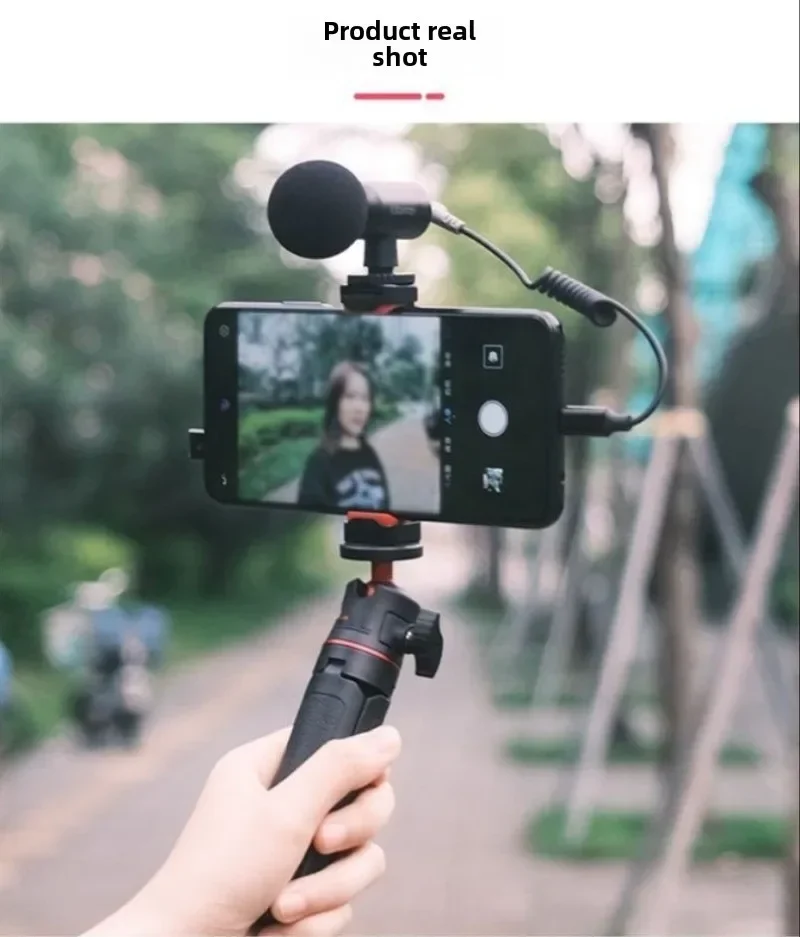 Mini Vlog Live Stream Smartphone Clip Adjustable Phone Holder with Cold Shoe Mount 1/4