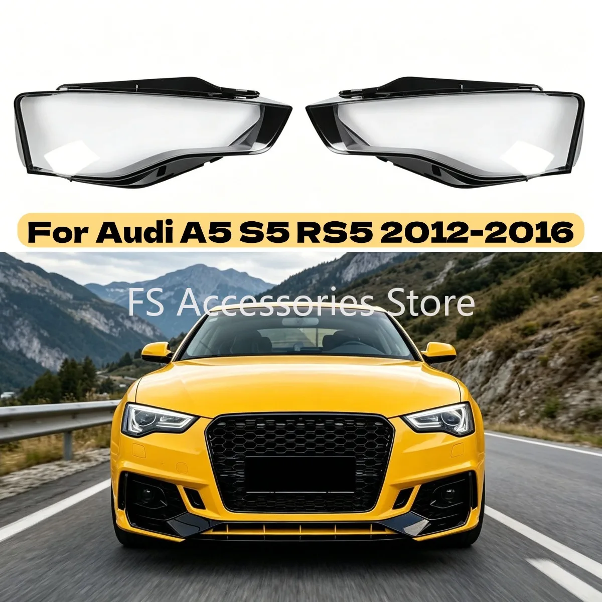 

For Audi A5 S5 RS5 2012-2016 Left/Right Side Headlight Cover Front Car Headlight Lens Lampcover Cover Lampshade Shell
