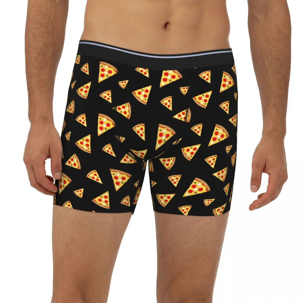 

Cool And Fun Pizza Slices Pattern Long Boxer Underpants Short Men's Panties Breathable Underwear for Homme Man Boyfriend Gift